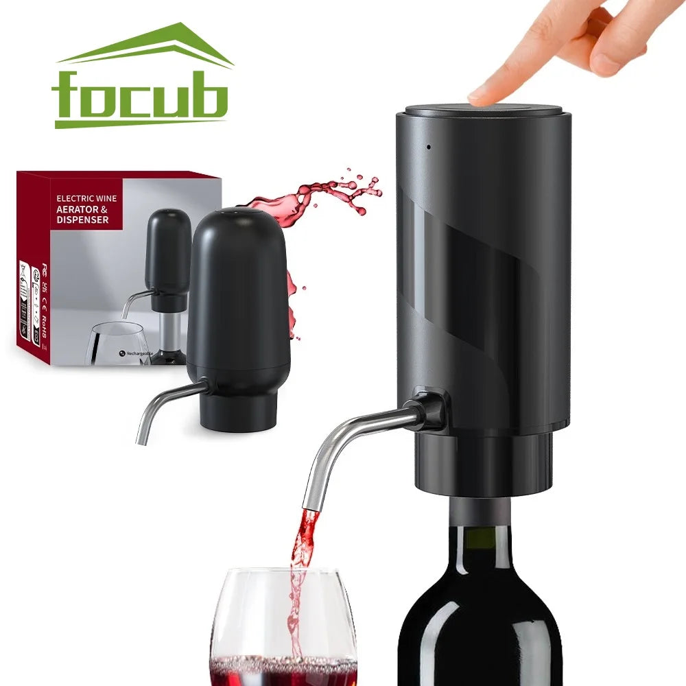 Electric Wine Decanters Automatic Wine Aerator Pourer Spout Smart Wine Pump Dispenser Set with USB Rechargeable for Wine Lovers